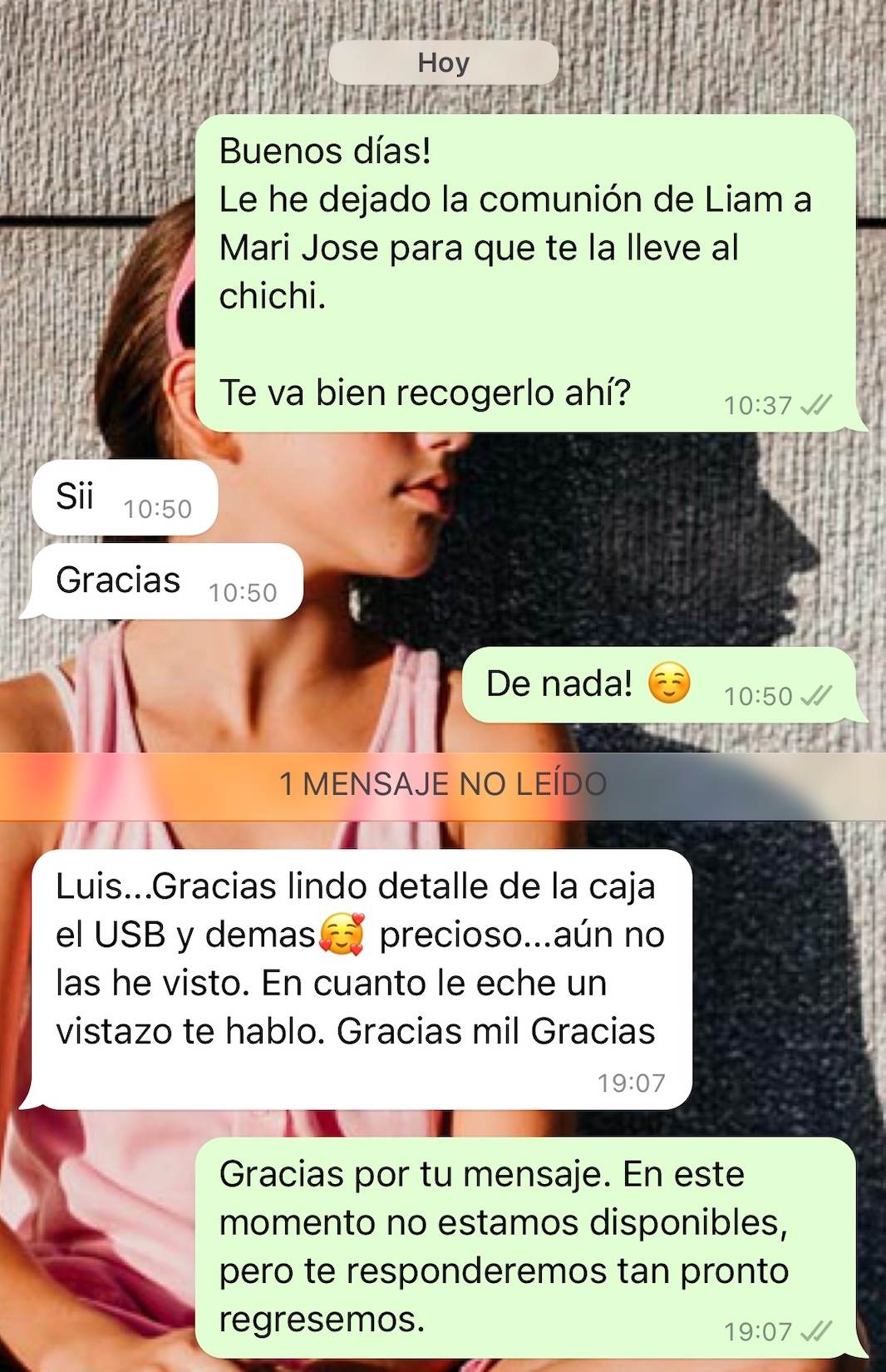 Captura del testimonio de Resumen de comentario de Erika